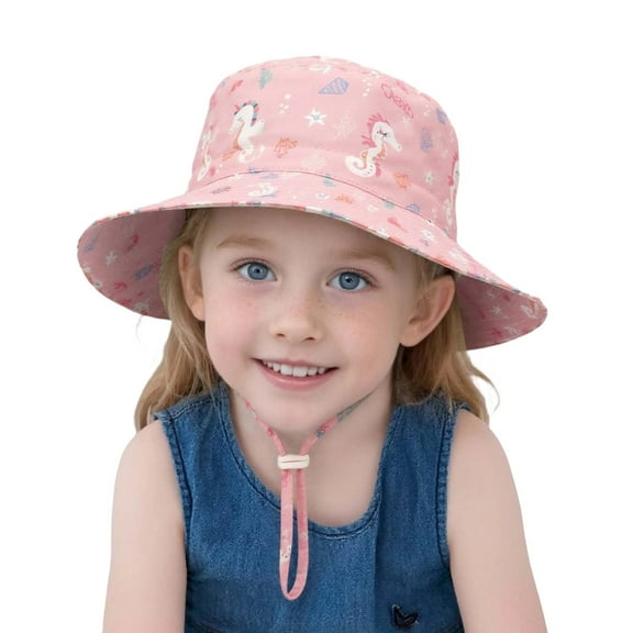 Sun Hat for Baby Toddler Kids Summer Sun Hat Upf 50+ Wide Brim Fisherman Hat for Beach and Outdoor Toddler Girl Sun Hat Pink 6 Months-24 Months