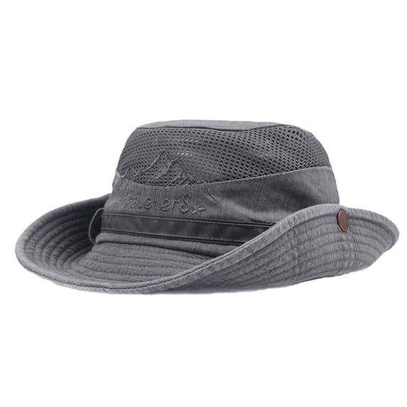 Sun Hat for Men, Cotton Embroidery Summer Outdoor Sun Protection Visor Hats Wide Brim Bucket Hat Foldable Safari Boonie Hat by Awwp Grey One Size