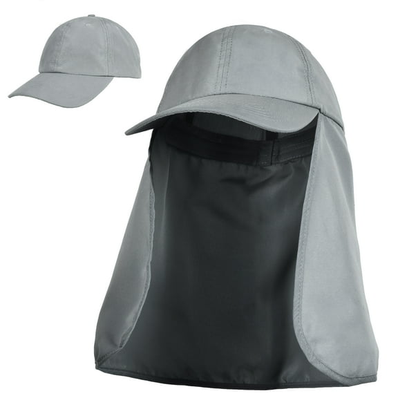 Sun Hat for Men, Sun Cap with Neck Flap for Fishing, Safari, Cycling, Hiking, Garden, Backpacking, UPF50+, Grey