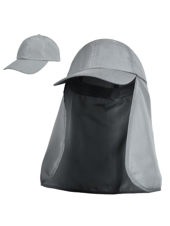 Sun Hat for Men, Sun Cap with Neck Flap for Fishing, Safari, Cycling, Hiking, Garden, Backpacking, UPF50+, Grey