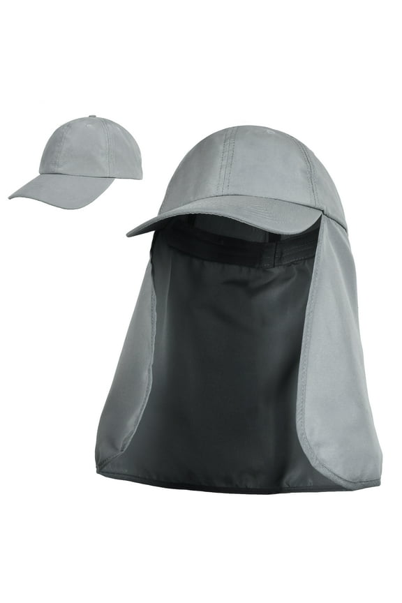Sun Hat for Men, Sun Cap with Neck Flap for Fishing, Safari, Cycling, Hiking, Garden, Backpacking, UPF50+, Grey