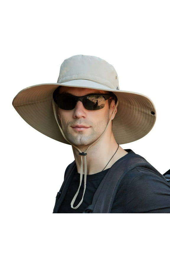 Sun Hat for Men,【UPF50+Waterproof Wide-Brim】 Boonie-Hat Sun-Hat Fishing-Hat for Safari Hiking Beach Garden