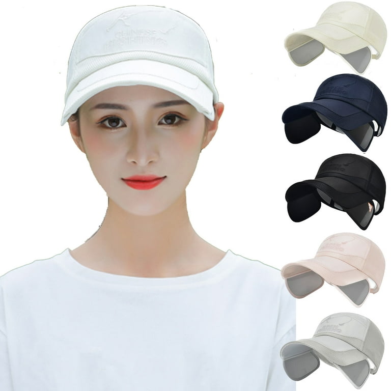 Manunclaims Sun Hat for Men Women, Summer Sports Visor Hats Retractable Brim UPF 50 Outdoor Sun Protection Cap unisex Mesh Hat Baseball Cap, Adult