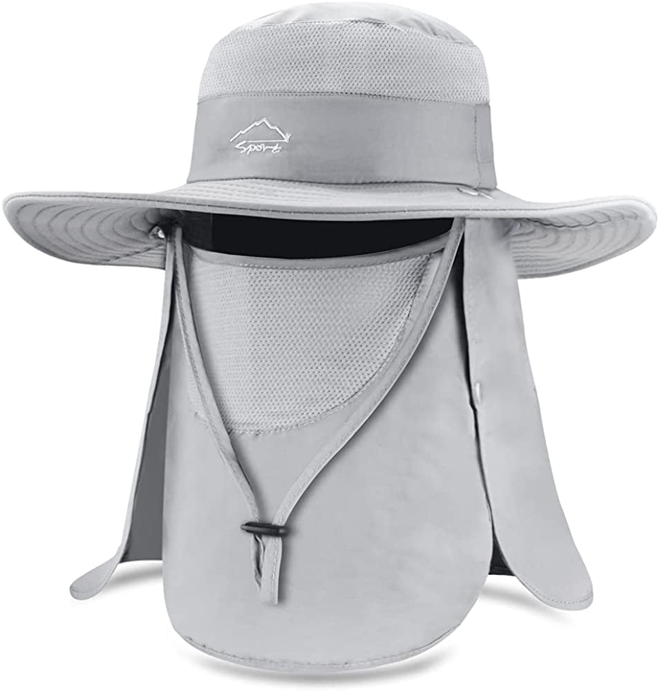 Flammi Mosquito Net Hat Safari Hat UPF 50+ Sun Protection Boonie Hats for  Men with Neck Flap Fishing Hiking Hat for Men/Women