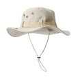 thumbnail image 1 of Sun Hat for Men Women Summer UV Protection Solid Color Drawstring Wide Brim Outdoor Bucket Hat for Fishing Climbing Hiking, 1 of 2