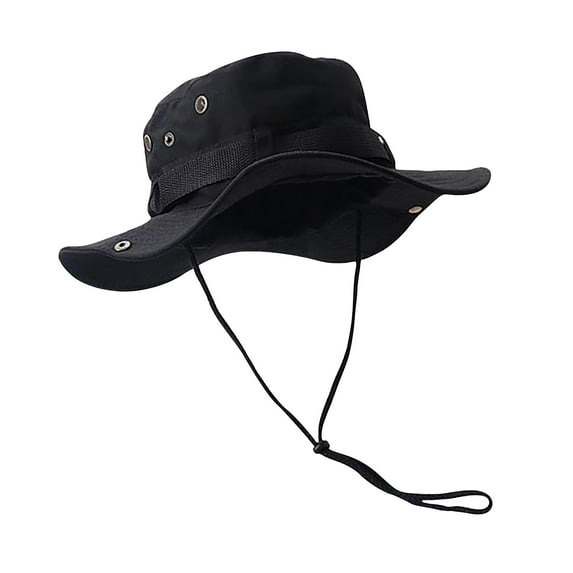 Sun Hat for Men Women Summer UV Protection Solid Color Drawstring Wide Brim Outdoor Bucket Hat for Fishing Climbing Hiking