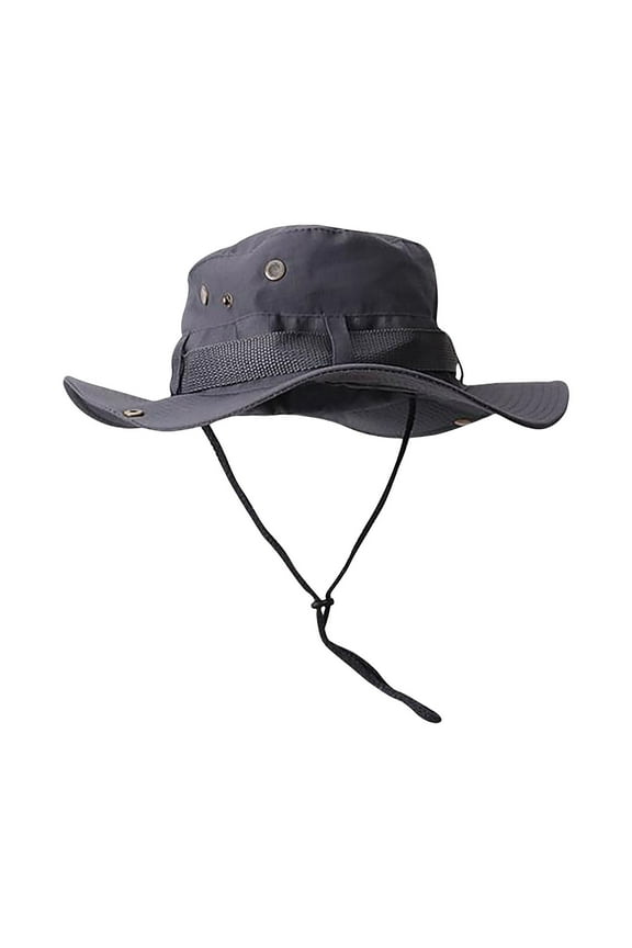 Sun Hat for Men Women Summer UV Protection Solid Color Drawstring Wide Brim Outdoor Bucket Hat for Fishing Climbing Hiking