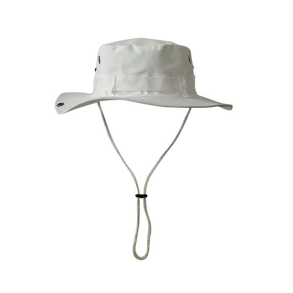 Sun Hat for Men Women Summer UV Protection Solid Color Drawstring Wide Brim Outdoor Bucket Hat for Fishing Climbing Hiking