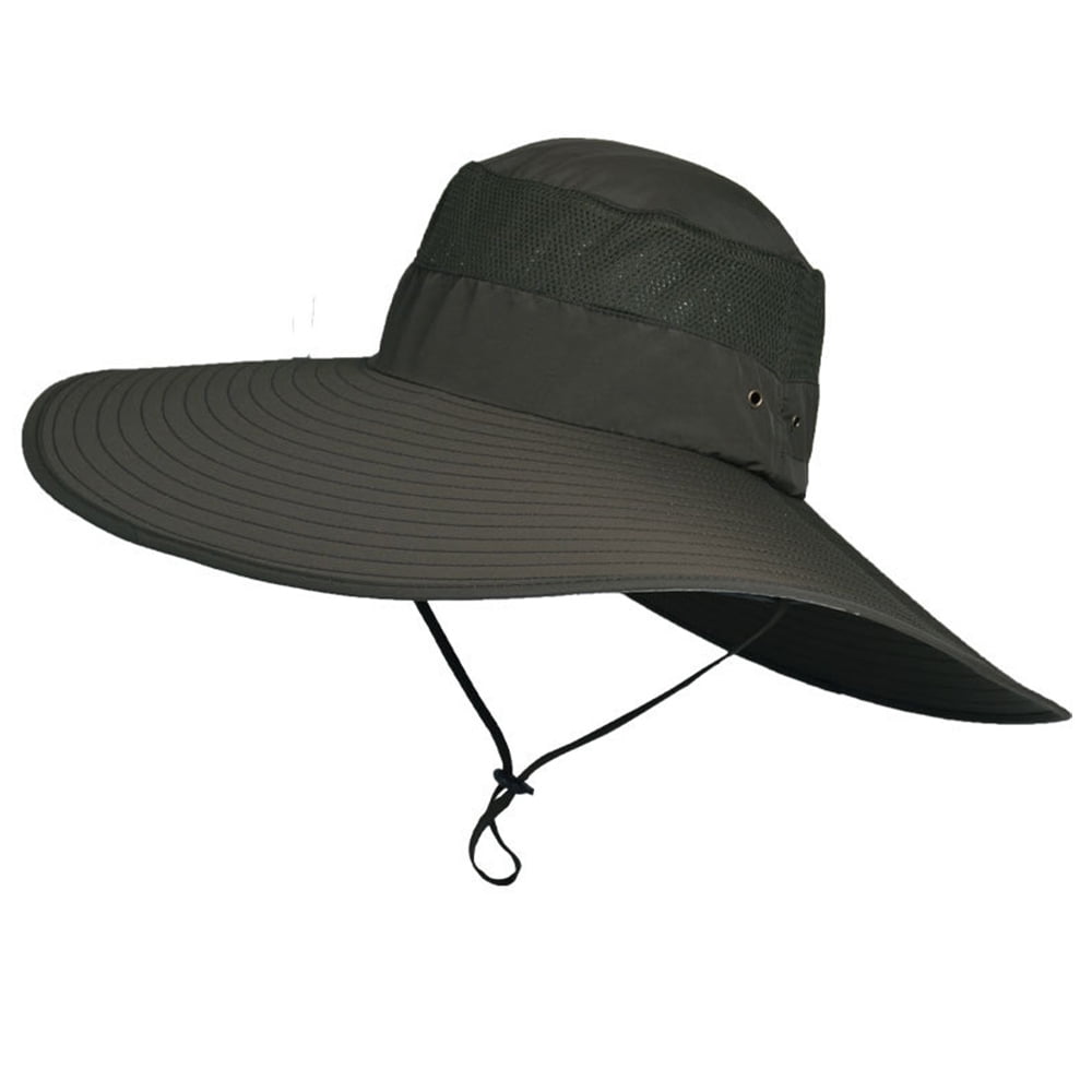 Sun Hat for Men/Women, Waterproof Wide Brim Bucket Hat Foldable Boonie Hat  for Fishing Hiking Garden Safari Beach - khaki 