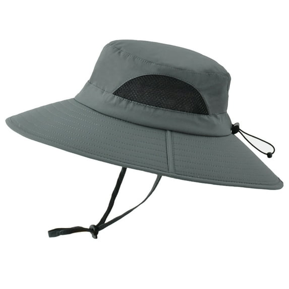 Sun Hat for Men/Women, Waterproof Wide Brim Bucket Hat Foldable Boonie Hat for Fishing Hiking Garden Safari Beach - dark grey