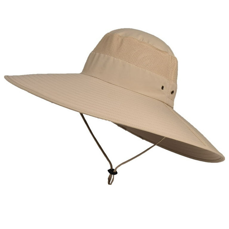 Sun Hat for Men/Women, Waterproof Wide Brim Bucket Hat Foldable Boonie Hat  for Fishing Hiking Garden Safari Beach - khaki