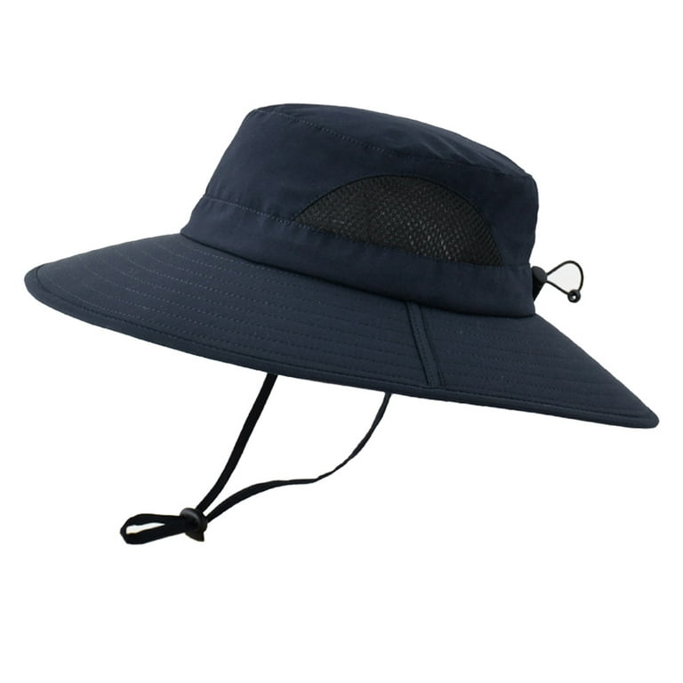 Sun Hat for Men/Women, Waterproof Wide Brim Bucket Hat Foldable Boonie Hat  for Fishing Hiking Garden Safari Beach,navy blue，G191234