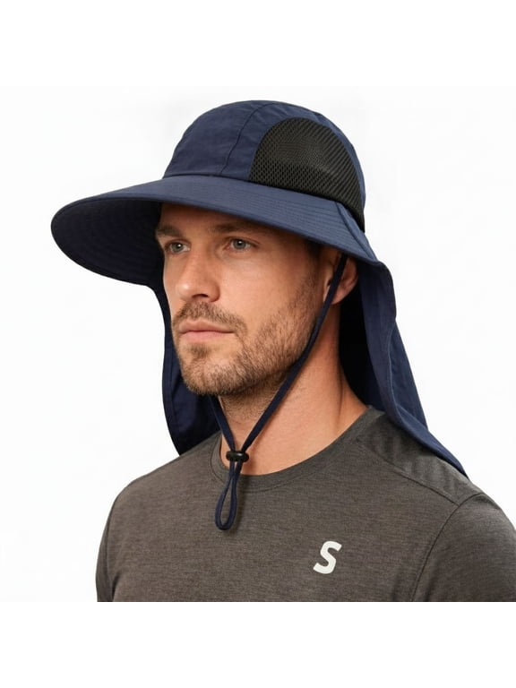 Sun Hat for Men & Women Wide Brim UPF 50+ UV Protective Hat with Neck Flap for Hiking, Fishing & Outdoor Activities