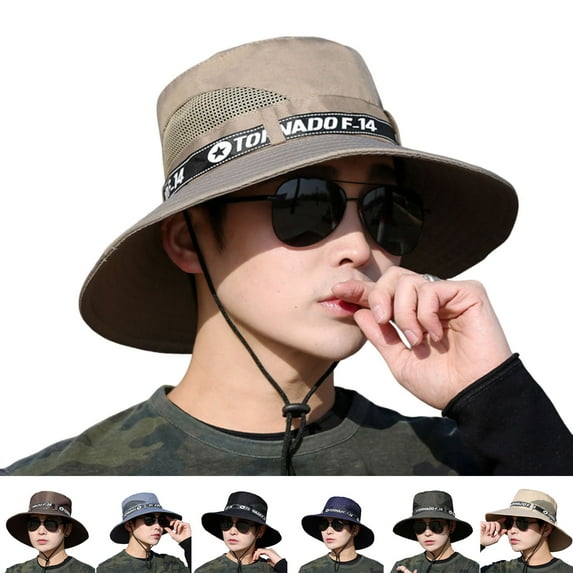 Sun Hat for Men/Women, Windproof Wide Brim Bucket Hat Foldable Fisherman Hat for Fishing Hiking Garden Safari Beach