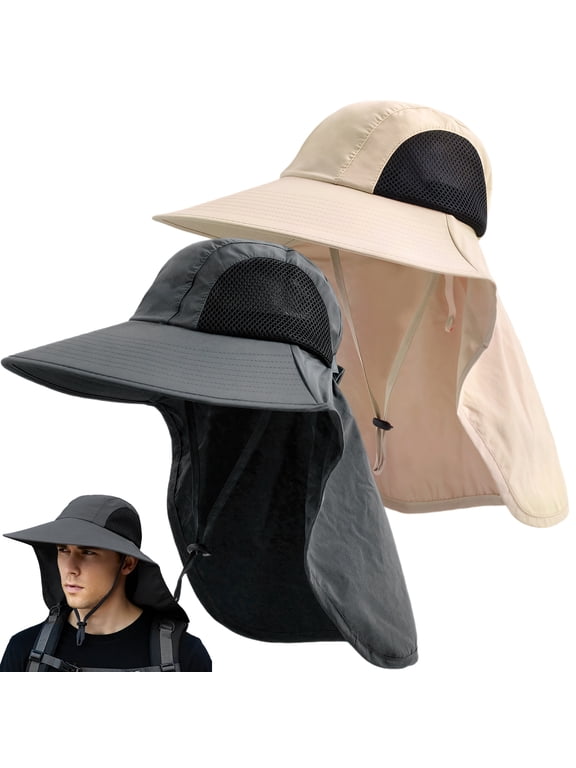 Sun Hat for Men Women with Neck Flap,UPF 50+ UV Protective Hiking Fishing Hats,Wide Brim Sun Hat for Women&Men