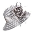 thumbnail image 1 of Sun Hat for Women - Bowler Church Cap, Wide Brim Lightweight Stripe See-through Mesh Women Dress Cap Bridal Hat, 1 of 7