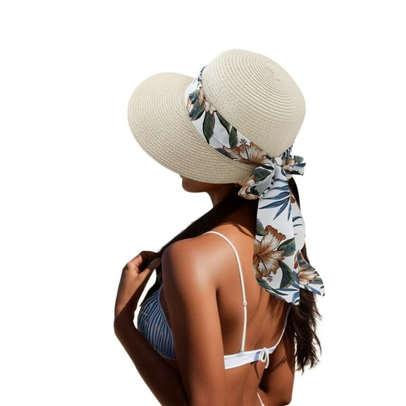 Sun Hat for Women Foldable High Ponytail Hat for Pool Women Summer Wide Straw Hat Beach Foldable Sun Hats Floppy Roll Up Sun Cap