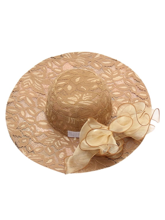 Sun Hat for Women Lace Flower Sunblock Mesh Sun Hat with Adjustable Circumference Ideal Summer Korean Sea Beach Day Brown