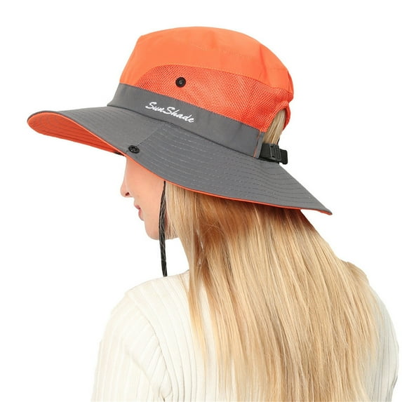 Sun Hat for Women, Orange Hats Foldable Womens Ponytail Sun Cap Wide Hole Mesh Caps, Womens Sun Hats, One Size, Women's Sun Hats, Women's Sun Hat