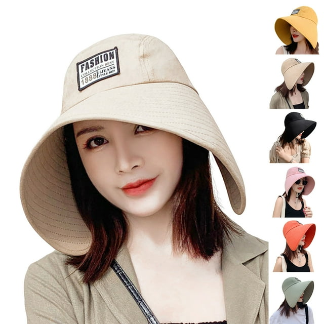 Sun Hat for Women Summer Beach Wide Brim UV Protection Hats with Chin ...