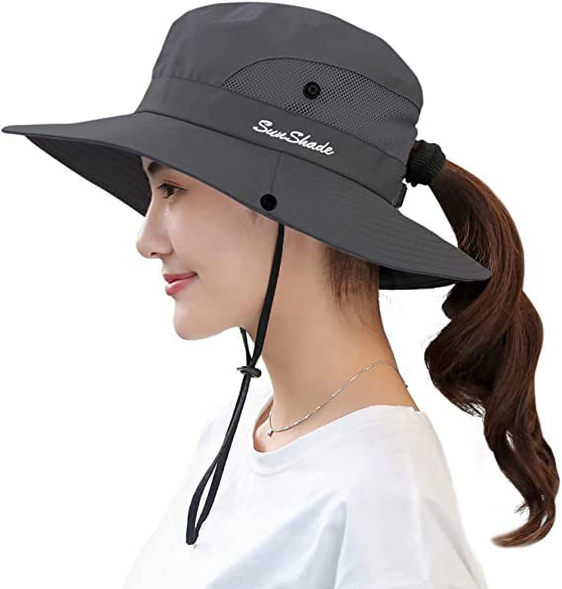 Sun Hat for Women, UPF 50+ Foldable Fishman Hat, Wide Brim Summer Beach Cap  Gray 