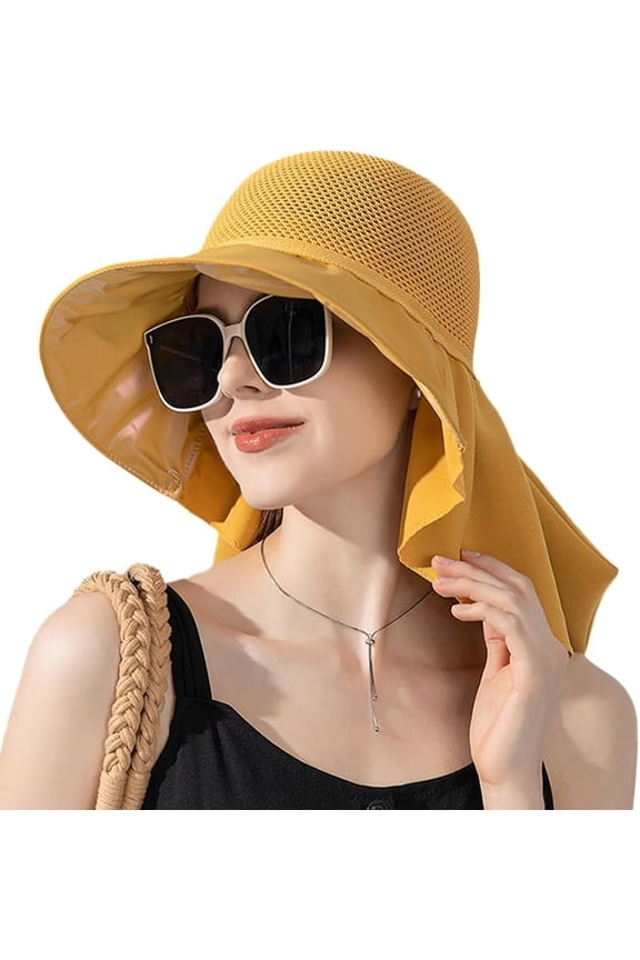 Sun Hat for Women UPF 50+ UV Sun Protection Wide Brim Foldable Summer Beach Bucket Cap with Neck Flap Outdoor