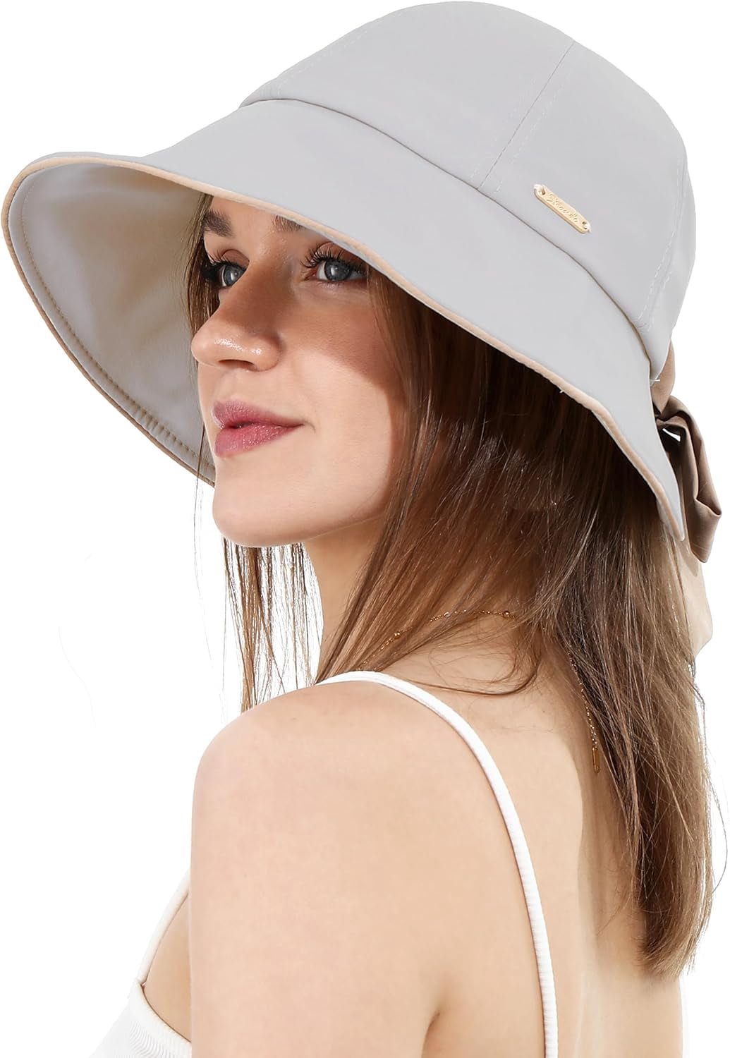 Sun Hat for Women Wide Brim Bucket Hats with Bow Ponytail  display picture 3