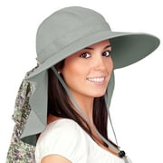 Sun Hat for Women Wide Brim Summer Beach Hat with Neck Flap, UPF 50+ Fishing Hat for Hiking Beach