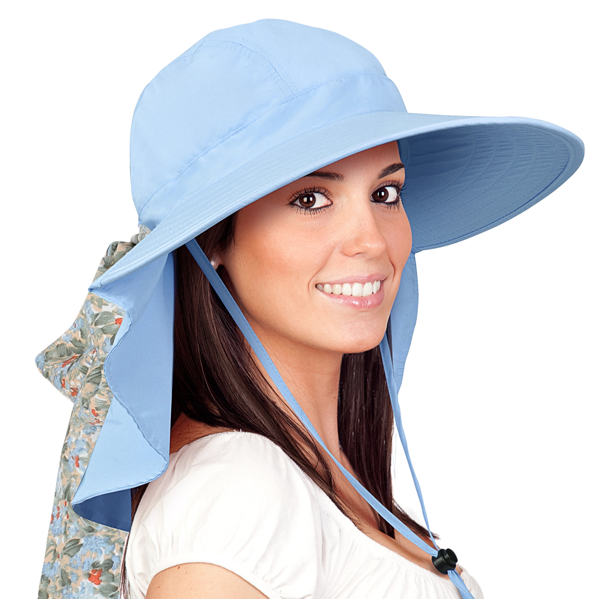 Sun Hat for Women Wide Brim Summer Beach Hat with Neck Flap, UPF