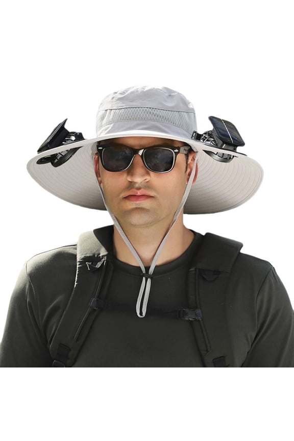 Sun Hat with Fan Outdoor Sun Hat with Two Solar Rechargeable Fans Sun Hat with Large Brim