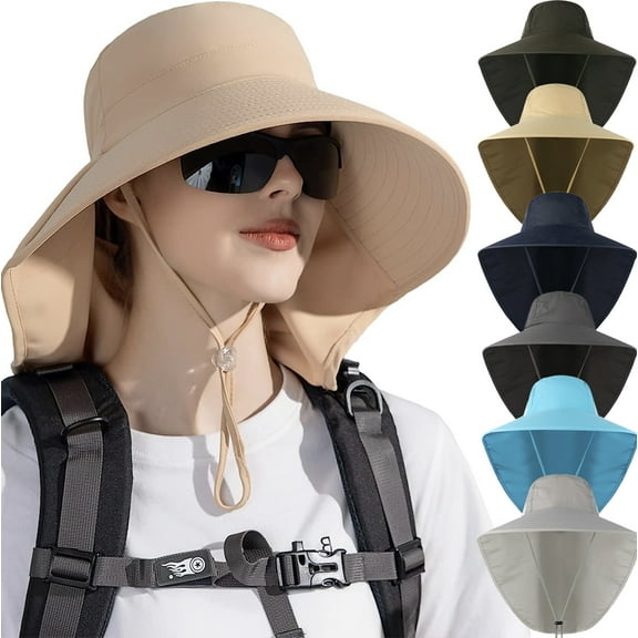 Sun Hat with Neck Flap for Women & Men UV Protection Fishing Hat Wide Brim Sun Protection Gardening Hat