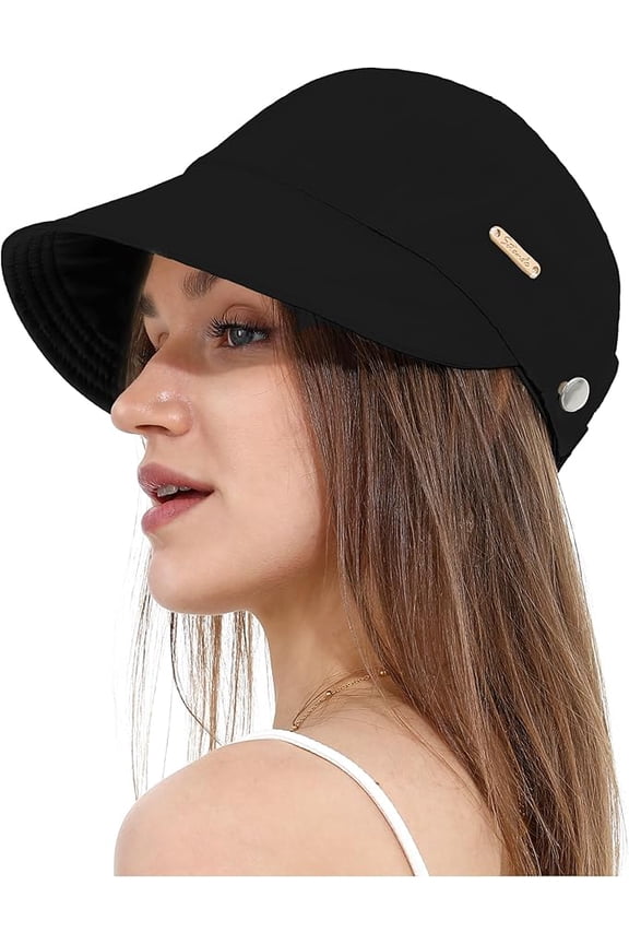 Sun Hat with Ponytail Hole for Women Summer Quick Dry Wide Brim Waterproof Beach Hat UV Protection Baseball Cap UPF 50+