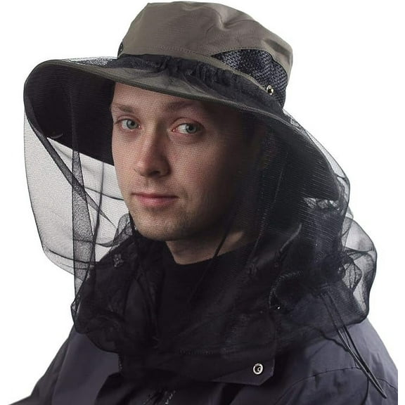 Sun Hat with Removable Mesh Head Net Safari Hat Outdoor UV Protection