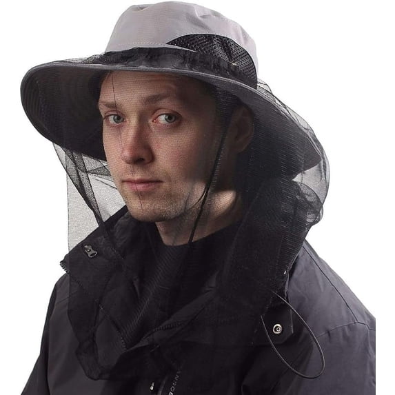 Sun Hat with Removable Mesh Head Net Safari Hat Outdoor UV Protection