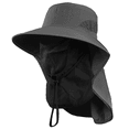 thumbnail image 1 of Sun Hats, Breathable Wide Brim Fishing Hat, UPF 50+ UV Protection Bucket Hat with Neck Flap and Removable Face Cover for Fishing Hiking Men Women, Dark Grey, 1 of 9