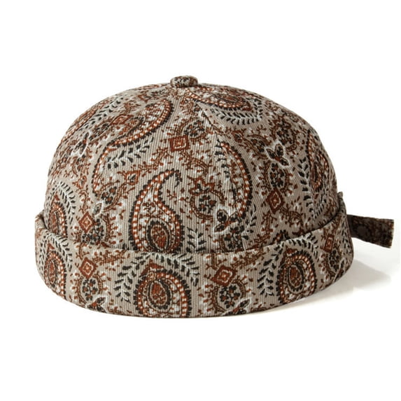 Sun Hats CQXIDFH Unisex Cashew Flower Brimless Hat, Retro Yuppie Pumpkin Cold Cap, Autumn Winter Warm Casual Headwear, Sun Visor Hats (Khaki, One Size)
