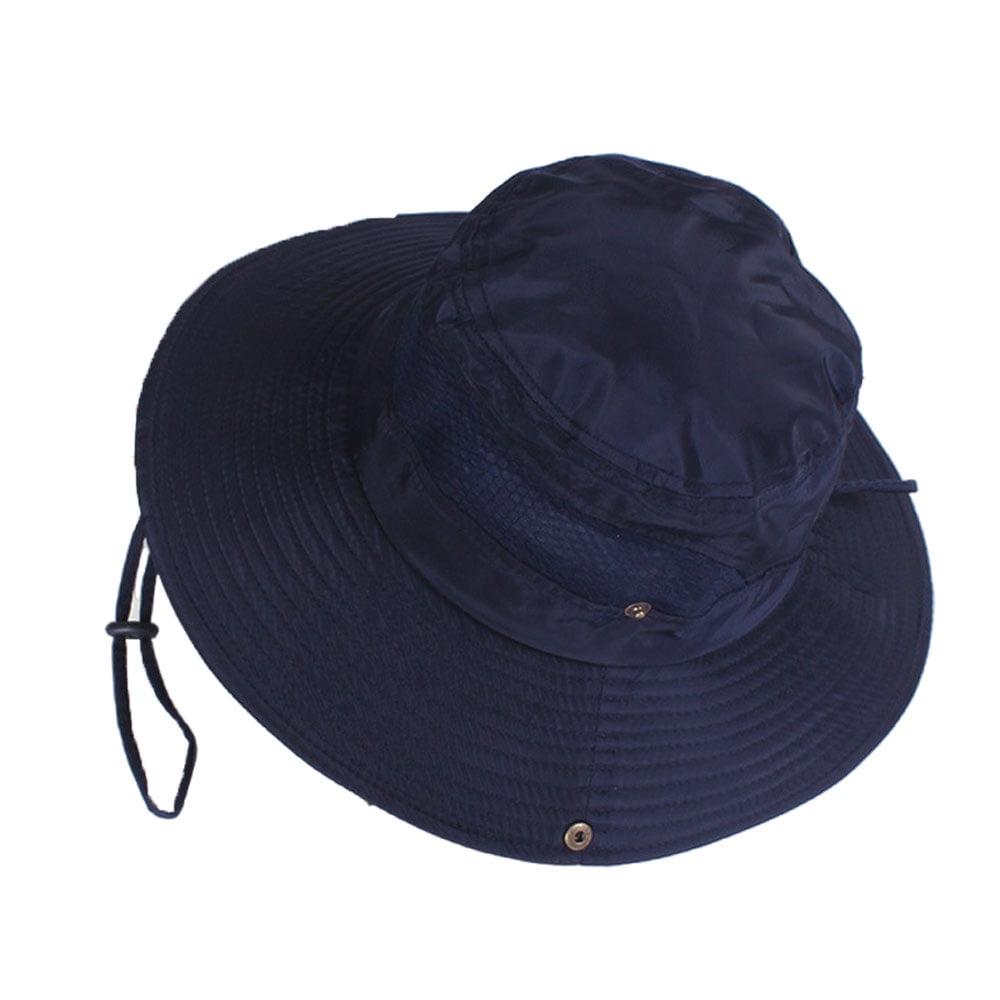 Sun Hats For Men Outdoor Fishing Cap Wide Brim Anti-Uv Beach Caps Women  Bucket Hat Summer Hiking Camping-Navy Blue