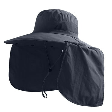 ZQUUVOU Sun Hats For Men Women Outdoor Uv Sun Protection Wide Brim Hat with Face Cover & Neck Flap For Hiking Beach Hats Sun Hat Black