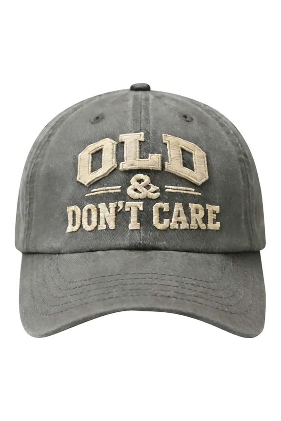 Sun Hats Funny Old & Don't Care Embroidered Washed Cotton Baseball Cap Novelty Retirement for Men Dad Grandpa Cool Outdoor Adjustable Womens Hat
