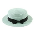 thumbnail image 1 of Sun Hats | Kids Girls Boys Summer Fedora Straw Hat Wide Brim Floppy Beach Sun Cap Visor Hat Green, 1 of 2