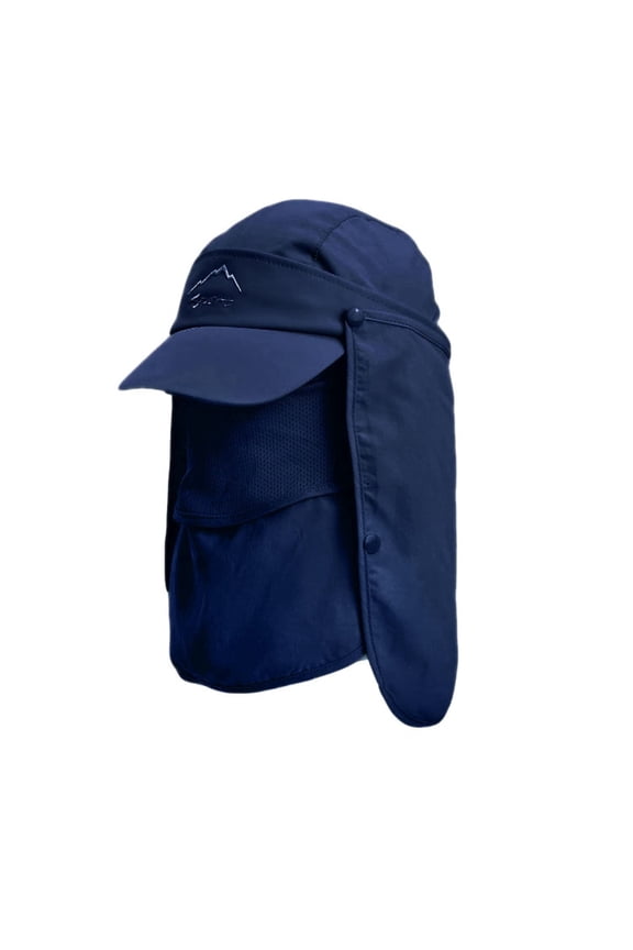 Sun Hats for Men, Bucket Cap with Face Cover/ Neck Flap, Sun-Proof Quick-Drying Mesh, Summer Folding Packa Baseball Cap, Fishing, Going, Gardening Caps Outdoor, Navy Blue