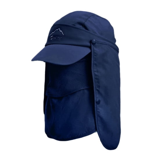 Sun Hats for Men, Bucket Cap with Face Cover/ Neck Flap, Sun-Proof Quick-Drying Mesh, Summer Folding Packa Baseball Cap, Fishing, Going, Gardening Caps Outdoor, Navy Blue