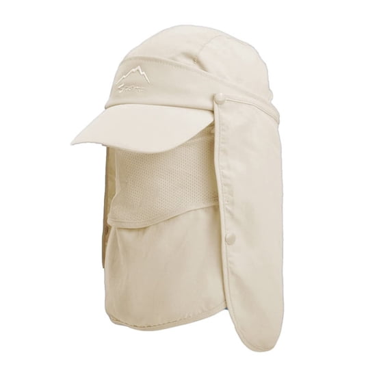 Sun Hats for Men, Bucket Cap with Face Cover/ Neck Flap, Sun-Proof Quick-Drying Mesh, Summer Folding Packable Baseball Cap, Fishing, Going, Gardening Caps Outdoor, Beige