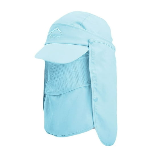 Sun Hats for Men, Bucket Cap with Face Cover/ Neck Flap, Sun-Proof Quick-Drying Mesh, Summer Folding Packable Baseball Cap, Fishing, Going, Gardening Caps Outdoor, Blue