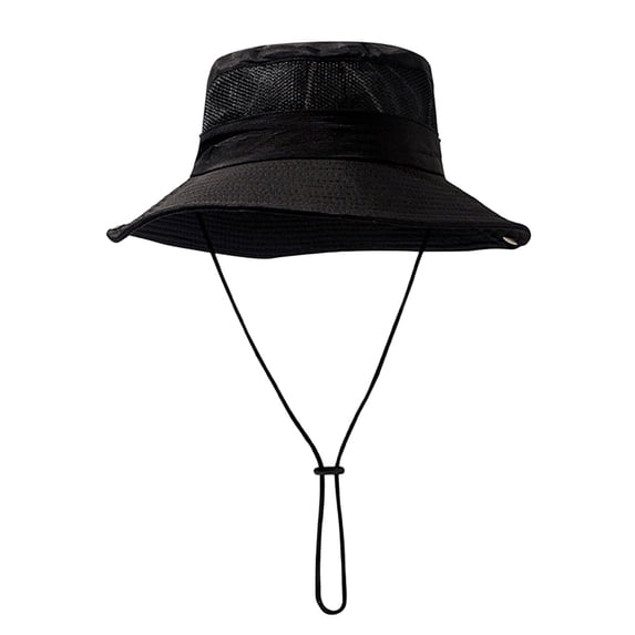 Sun Hats for Men CQXIDFH Unisex Wide Brim Boonie Hat, Breathable Mesh Bucket Hat, Outdoor Sun Cap for Fishing Hiking Garden Beach, Hair Accessories (Black, One Size)