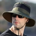 thumbnail image 1 of Sun Hats for Men, Sun-Proof Mesh Breathable Casual Fisherman Hat, Big Brim Outdoor Mountaineering Surfing UPF 50+ UV Protection Caps, Folding Packable, Army Green, 1 of 7