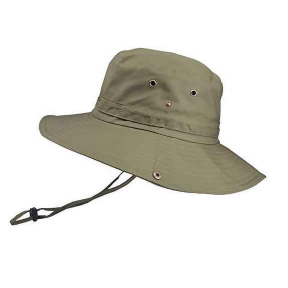 Sun Hats for Men, Sun-Proof Outdoor Fisherman's Hat, Big Brim Mountaineering Surfing Quick-Drying UPF 50  UV Protection Caps, Folding Packab, Army Green