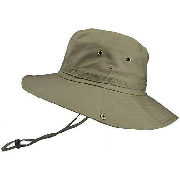 Sun Hats for Men, Sun-Proof Outdoor Fisherman's Hat, Big Brim Mountaineering Surfing Quick-Drying UPF 50  UV Protection Caps, Folding Packab, Army Green