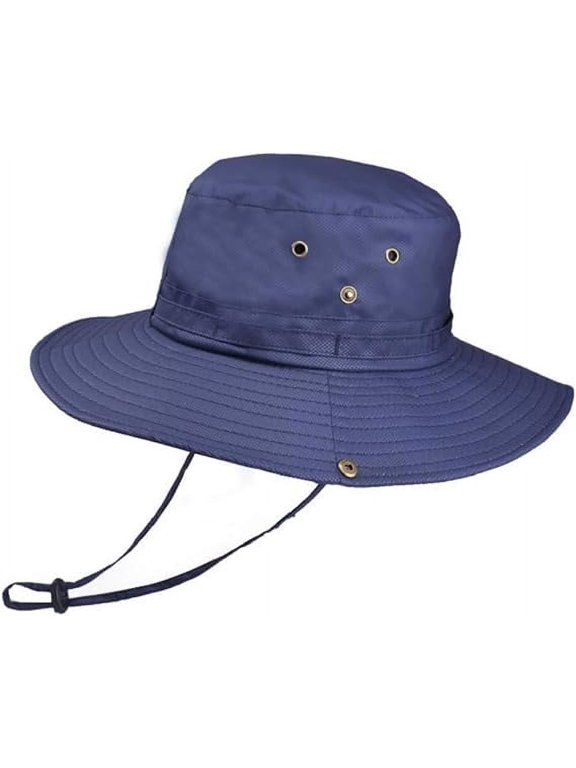 Sun Hats for Men, Sun-Proof Outdoor Fisherman's Hat, Big Brim Mountaineering Surfing Quick-Drying UPF 50+ UV Protection Caps, Folding Packab, Navy Blue