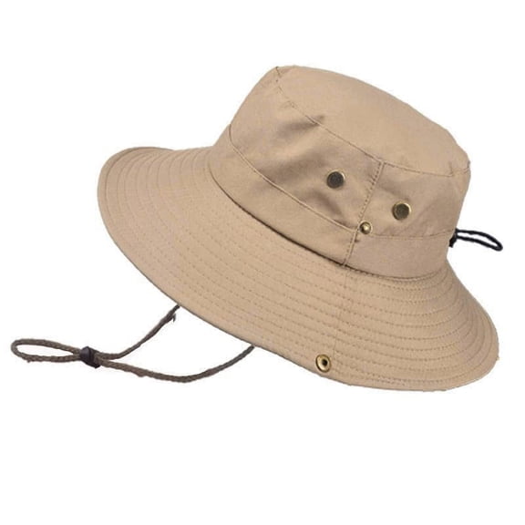 Sun Hats for Men UV Protection, Unisex Outdoor Solid Hat, Floppy Bucket Hats, Wide Brim Boonie Hat Breathable Beach Hat for Fishing Hiking Safari Outdoor, Foldable Packable, Khaki